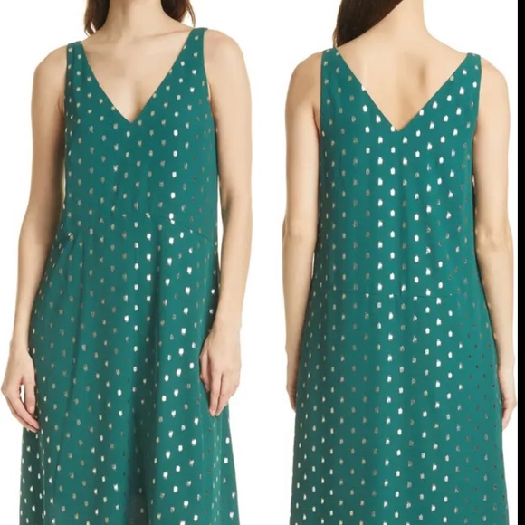 TED BAKER LONDON, Cami Metallic Dot Sleeveless High/Low Shift Dress - Picture 5 of 10